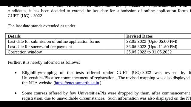 CUET (UG) Application Form Last Date Extended 2022 | CUET Correction Window Open Date Update 2022
