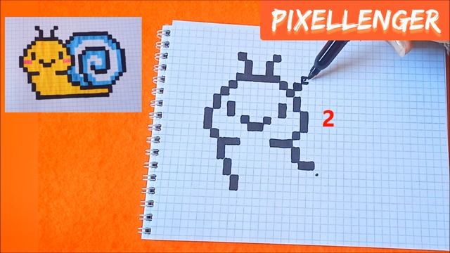 Как нарисовать Милую Улитку по клеточкам Простые рисунки How to Draw Snail Kawaii Pixel Art