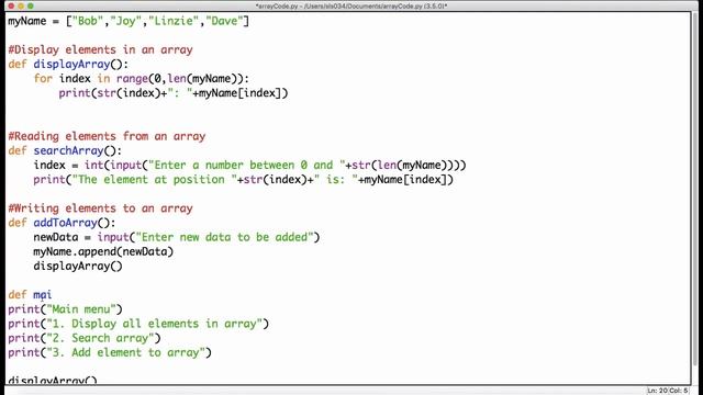 Array / List Operations (Python 3.x)