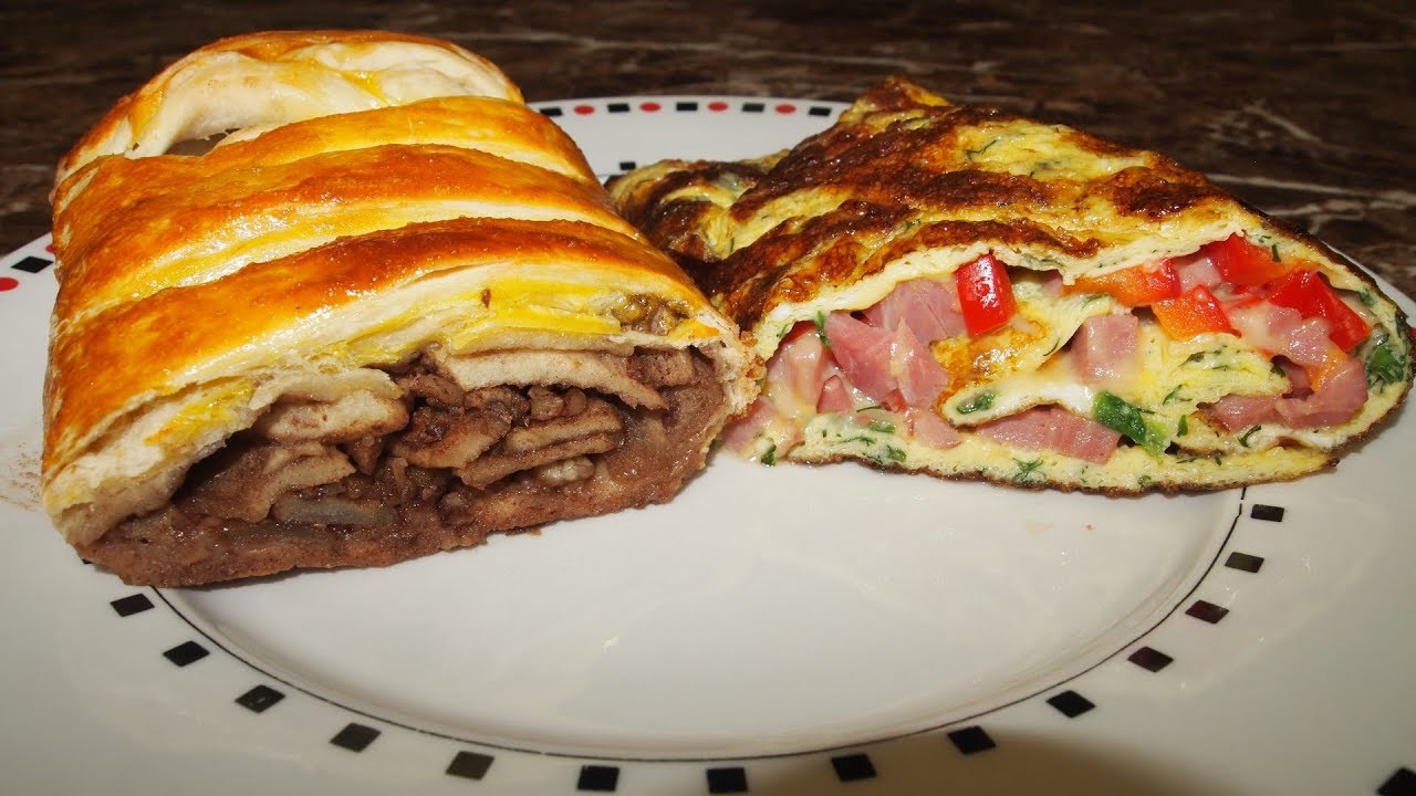 Рецепт - ШТРУДЕЛЬ и необычный ОМЛЕТ - ДВА РУЛЕТА на ЗАВТРАК ! смотреть онлайн