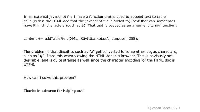 HTML : Javascript character encoding