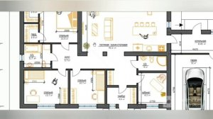 Планировка дома с 3 спальнями и кабинетом.