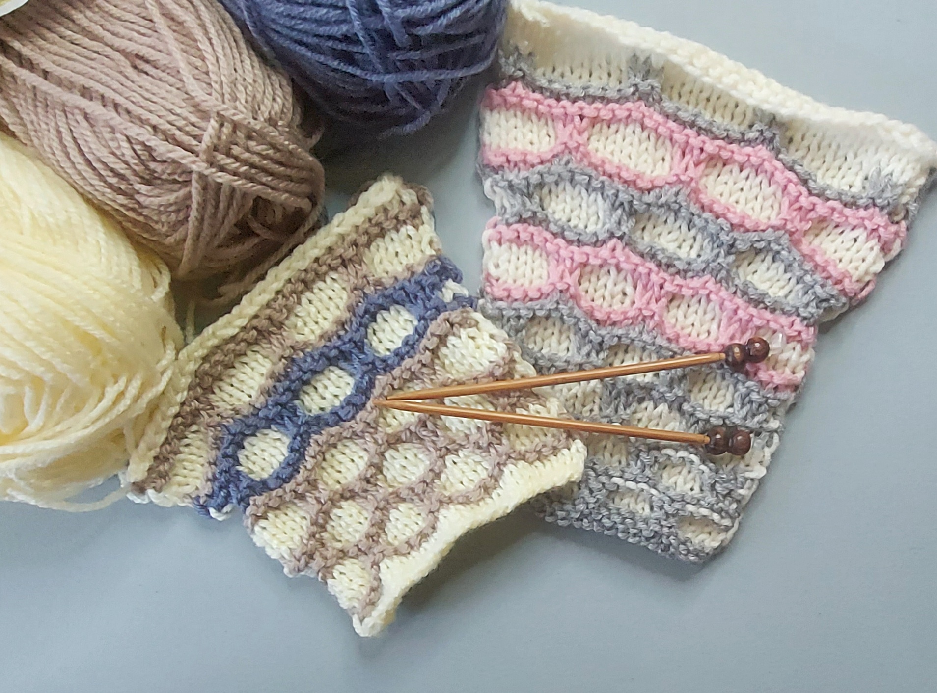 Вязание узора "Цветные соты" смотреть онлайн