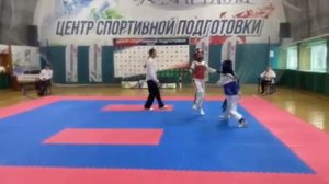 Тхэквондо ВТФ Taekwondo WTF Учебный спарринг дети  АЦФР ОЛИМП г  Нягань Миндиярова Каролина Дубаков