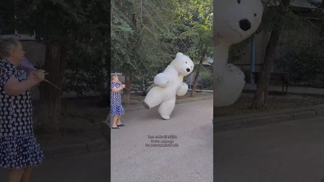 Бабушка в шоке🔥🔥🔥удивили в День Рождения 🎂 Поздравление от гигантского Медведя 🐻❄️ #белыймедведь