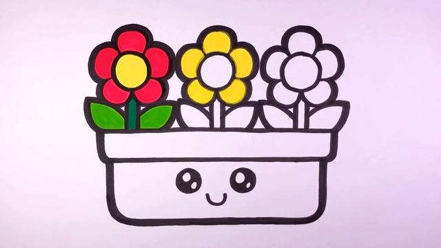 How to draw cute flower pots / Как нарисовать милые цветочные горшки для детей / Draw Toy TV смотреть онлайн