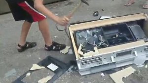 Brandon and Toby get to smash a 62 inch flat screen pt2