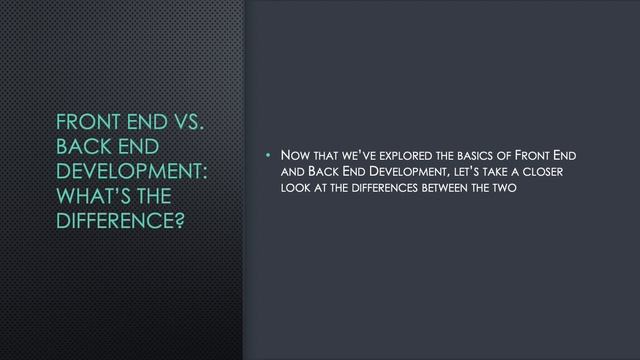 Front End vs. Back End Development