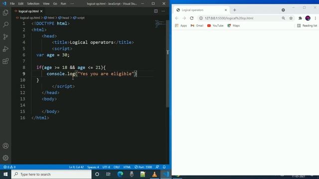 JavaScript Logical Operators Tutorial in Hindi