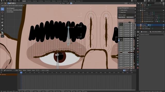 Blender 2.83 Риг Головы 2D персонажа для анимации в перекладке Урок 6 Риг Век Коррекция Глаз