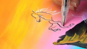 Как легко нарисовать пейзаж с единорогом｜ Учебник по акриловой живописи с двойной экспозицией