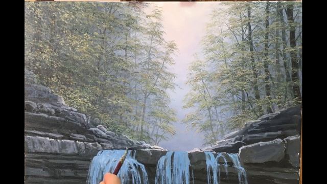 Пишем маслом, картина "Пшадский водопад" Художник Alik Oleynik смотреть онлайн