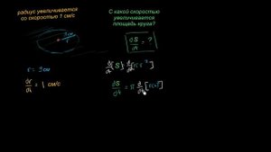 Скорости изменения радиуса и площади круга