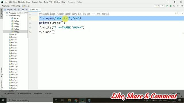 File Handling In Python - Lecture 6 - r+ mode - Read and write both