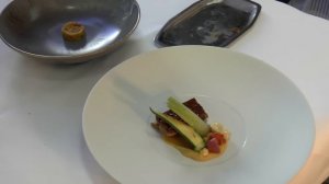 Olivier de Vinck prepares a signature dish with milk goat at his Michelin star Kommilfoo