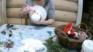Рождественские поделки.Делаем снеговика.
