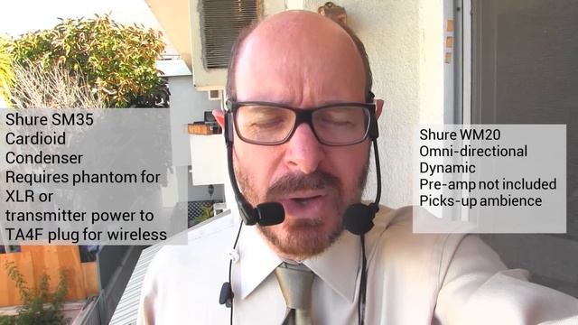 Shure headworn mic comparison SM35 cardioid/phantom vs WM20 omni/dynamic смотреть онлайн