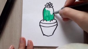 Как нарисовать кактус фломастерами
