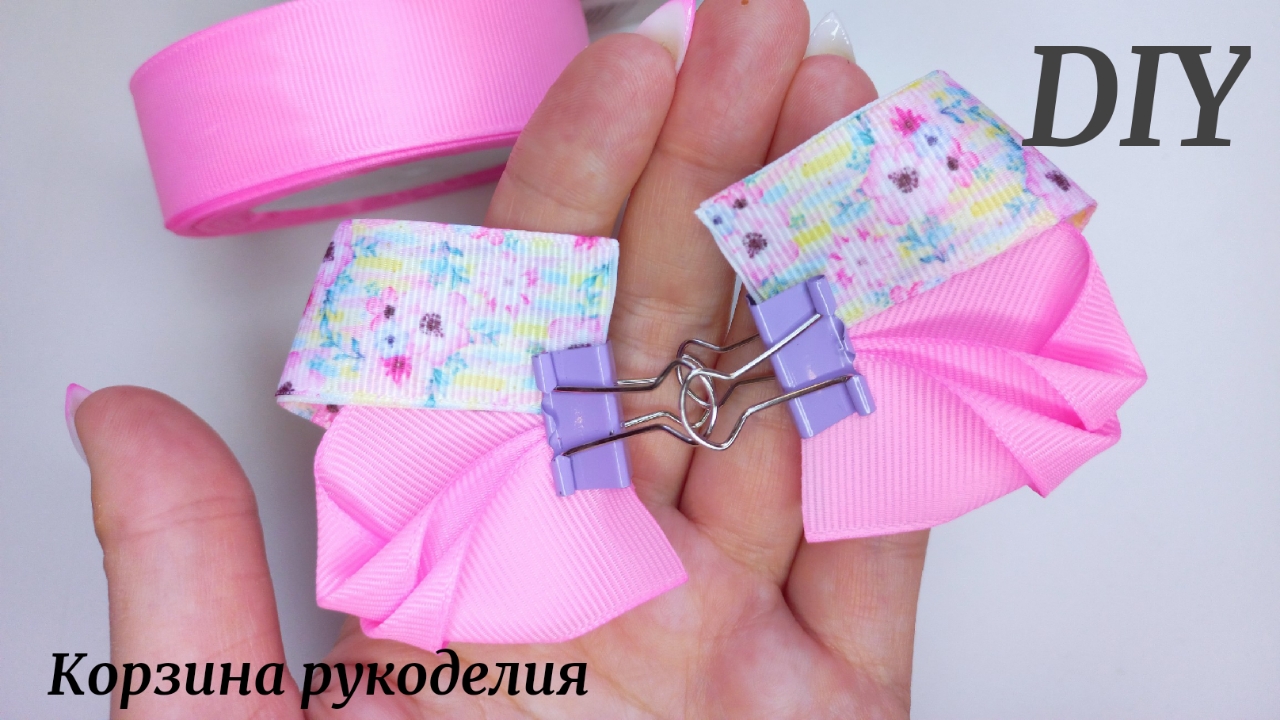 Отличный вариант бантиков из репсовой ленты с рисунком🎀Мастер-классы смотреть онлайн