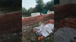 Связка газоблока с облицовочным и бутовым кирпичом.