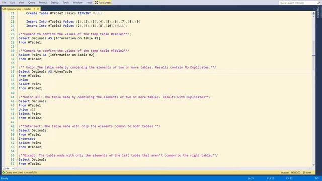 Set Operators Transact SQL смотреть онлайн