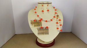 Украшения из бисера. Работы из бисера. 1 часть. Комплект. Ожерелье, браслет, серьги. Мастер класс.