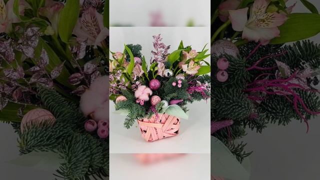 Зимний букет из нобилиса с цветами#букетмосква #цветымосква #подароклюбимой #подарокнаденьматери