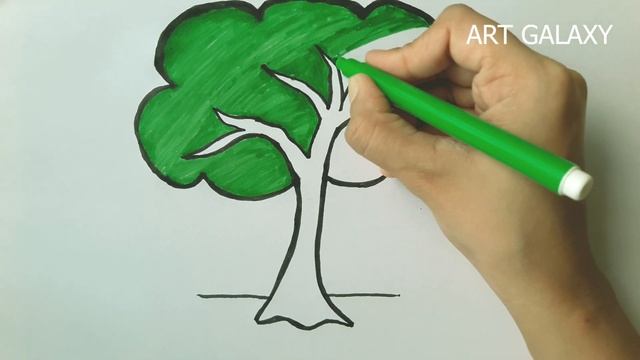 How to draw a tree easy || Tree drawing || смотреть онлайн