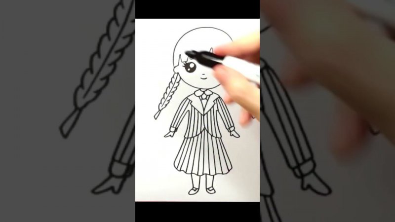 Wednesday. How to Draw Wednesday Addams in School Uniform