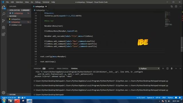 Create notepad using python