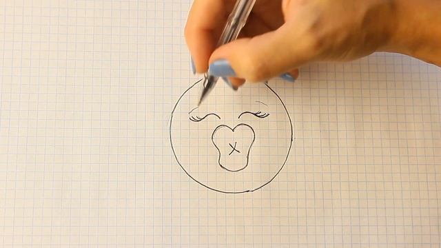 Простые рисунки #4 Смайлик поцелуй// Эмодзи