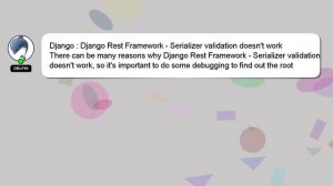 Django : Django Rest Framework - Serializer validation doesn't work