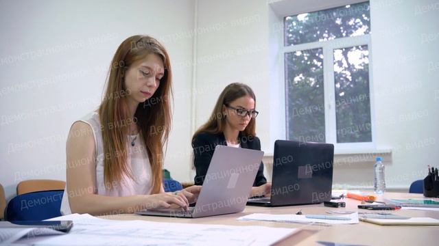 Две девушки в светлом офисе работают за ноутбуками | Видео для рекламы малого бизнеса в интернете