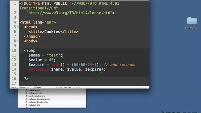 074 Определение значений куков (Lynda.com) Изучаем php смотреть онлайн