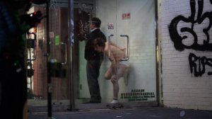 Brad Pitt chases Austin Abrams in his underwear on location for 'Wolves' in New York