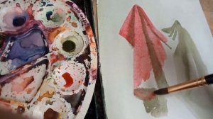 Этюд драпировки акварелью в технике лессировки.