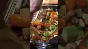 Лосось в духовке с овощами и грибами