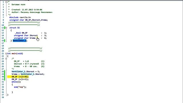программирование микроконтроллеров avr (c для avr "Битовые поля") смотреть онлайн