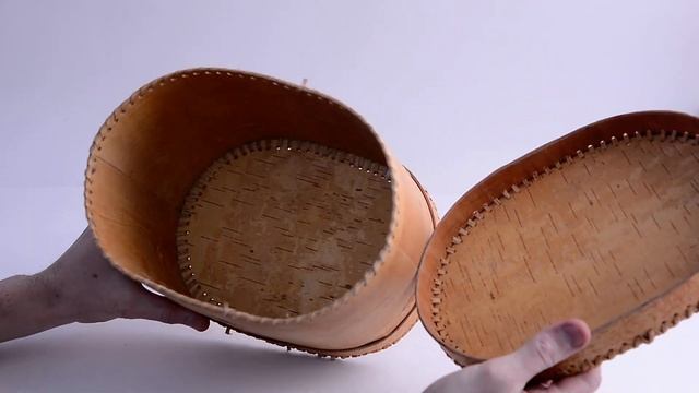 Короб из бересты сшитый узкими лентами из берёзовой. смотреть онлайн