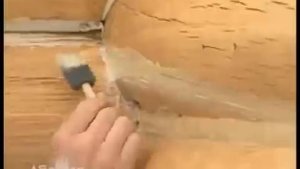 Заделка трещин в бревне. Герметик для дерева Консил.