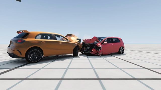 Mercedes A45 AMG VS Volkswagen Golf 7 GTI. Crash test BeamNG смотреть онлайн