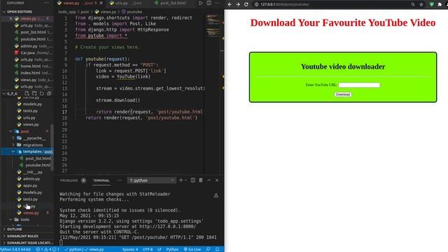 How to make a YouTube video downloader app using django | Bhattarai Narayan Sr. Software Developer. смотреть онлайн