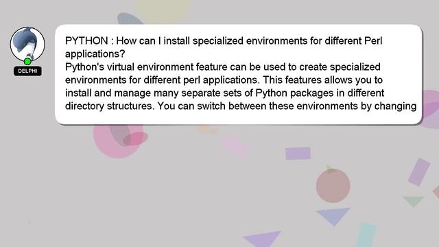 PYTHON : How can I install specialized environments for different Perl applications? смотреть онлайн