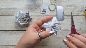 Бантики "Ученица" из атласных лент с люрексом DIY | Bows "Pupil" of satin ribbons with lurex