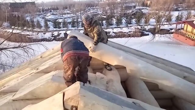 Установка стропильной системы из бревна смотреть онлайн