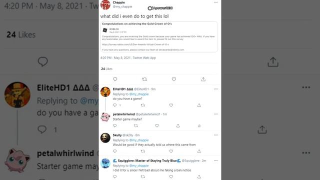 2 People On Twitter That Got Gold Crown of O's (For Roblox)