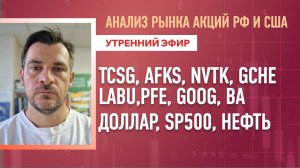 Анализ рынка акций РФ и США/ TCSG, AFKS, NVTK, GCHE, LABU, PFE, GOOG, BA/ Доллар, SP500, Нефть