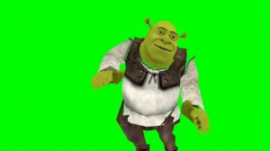 бешаный шрек танцует на зелёном фоне...