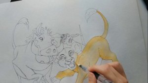 Рисуем Симбу за 3 минуты. Рисунок Симбы. Король лев. Урок по рисованию. Рисунок Тимона и Пумбы
