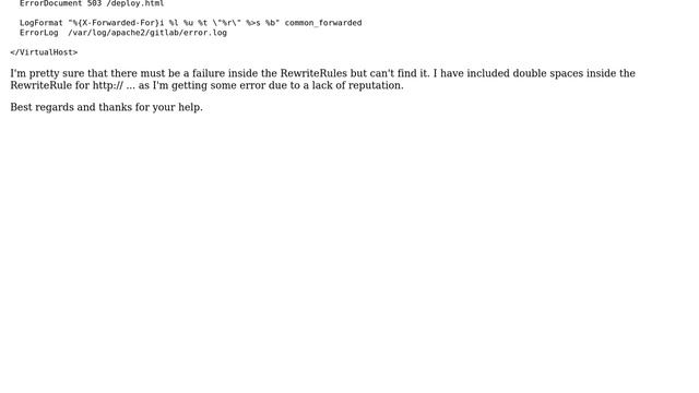 How to correctly configure Apaches mod_proxy for GitLab under a suburl in combination with other... смотреть онлайн